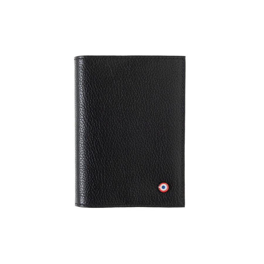 Louis Grained Leather Passport Holder Black is Black Personalized