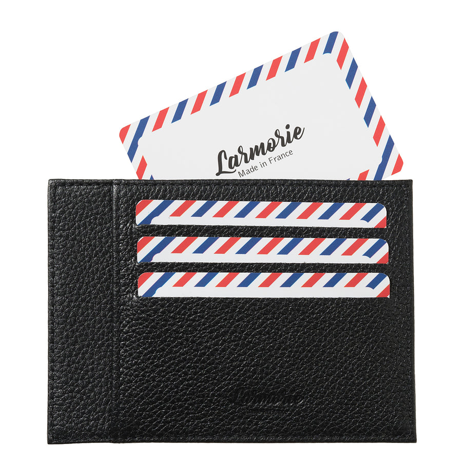 PAUL Grained leather Card holder Black is black Personalized