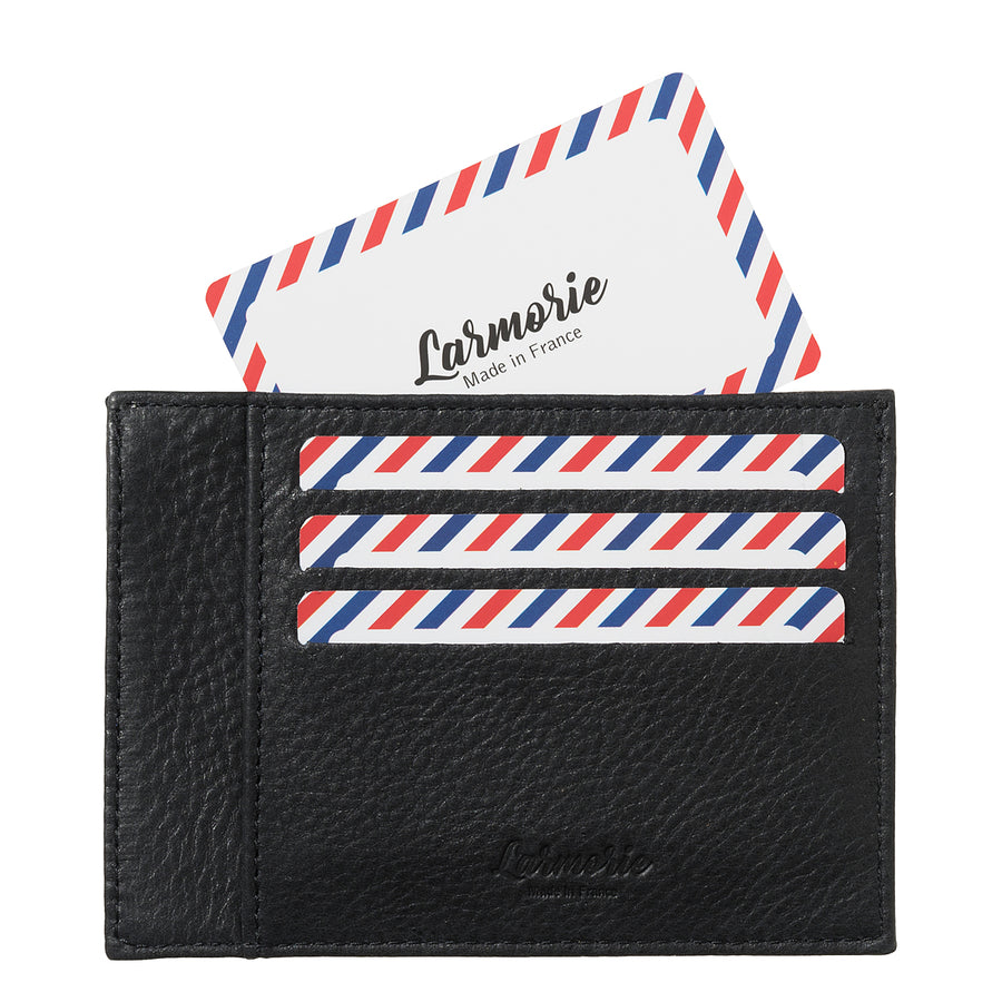 PAUL Nubuck leather Card holder Black is black Personalized