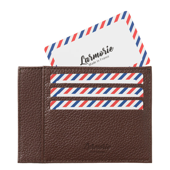 Paul Grained Leather Burnished Earth Card Holder