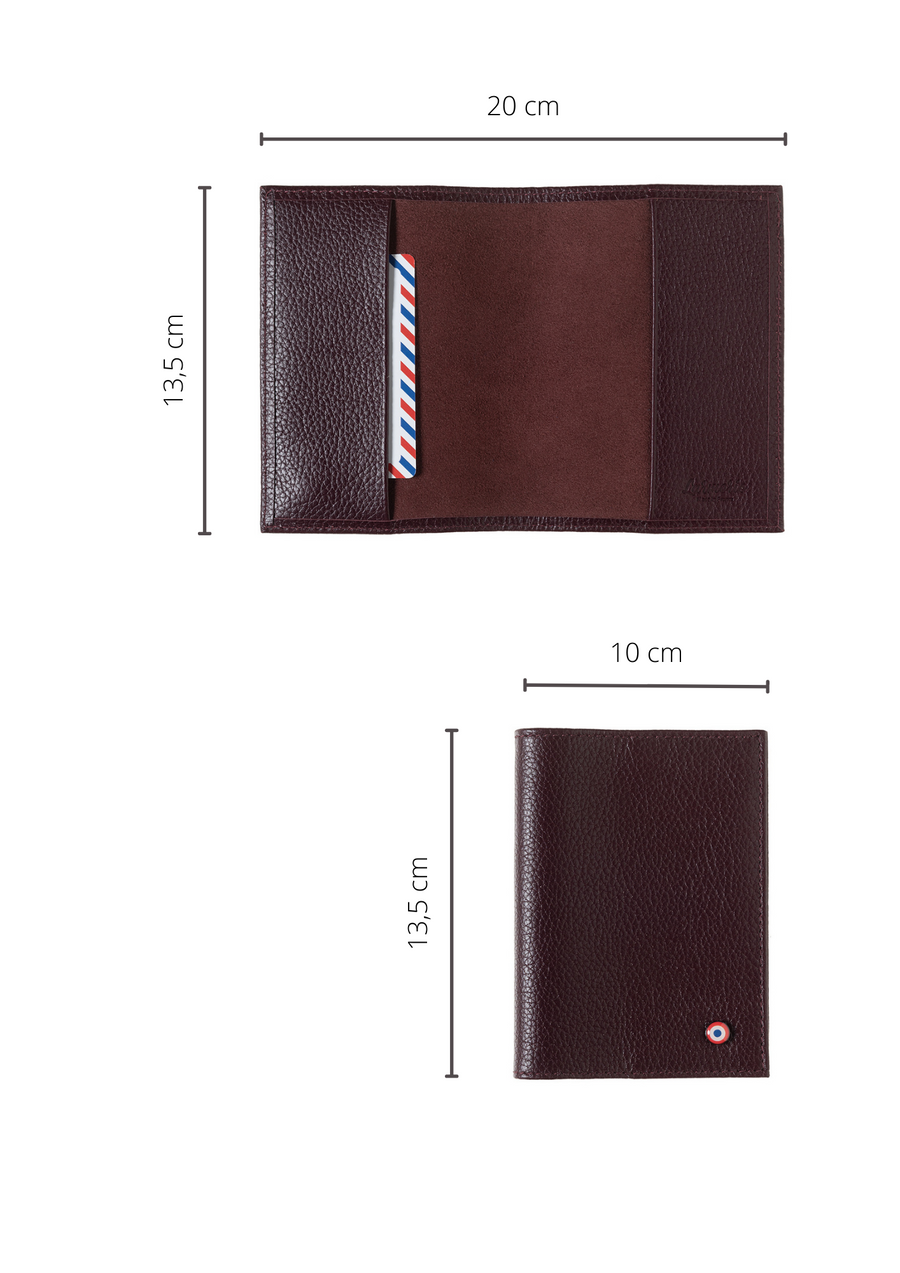 Louis Grained Leather Burnished Earth Passport Holder