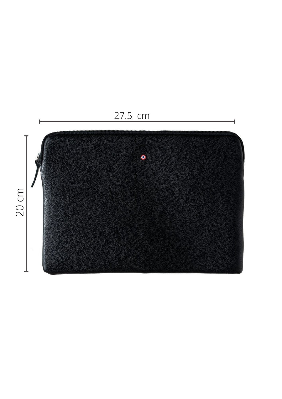 Guillaume Ipad Pouch Black Grained Leather C’est Noir 