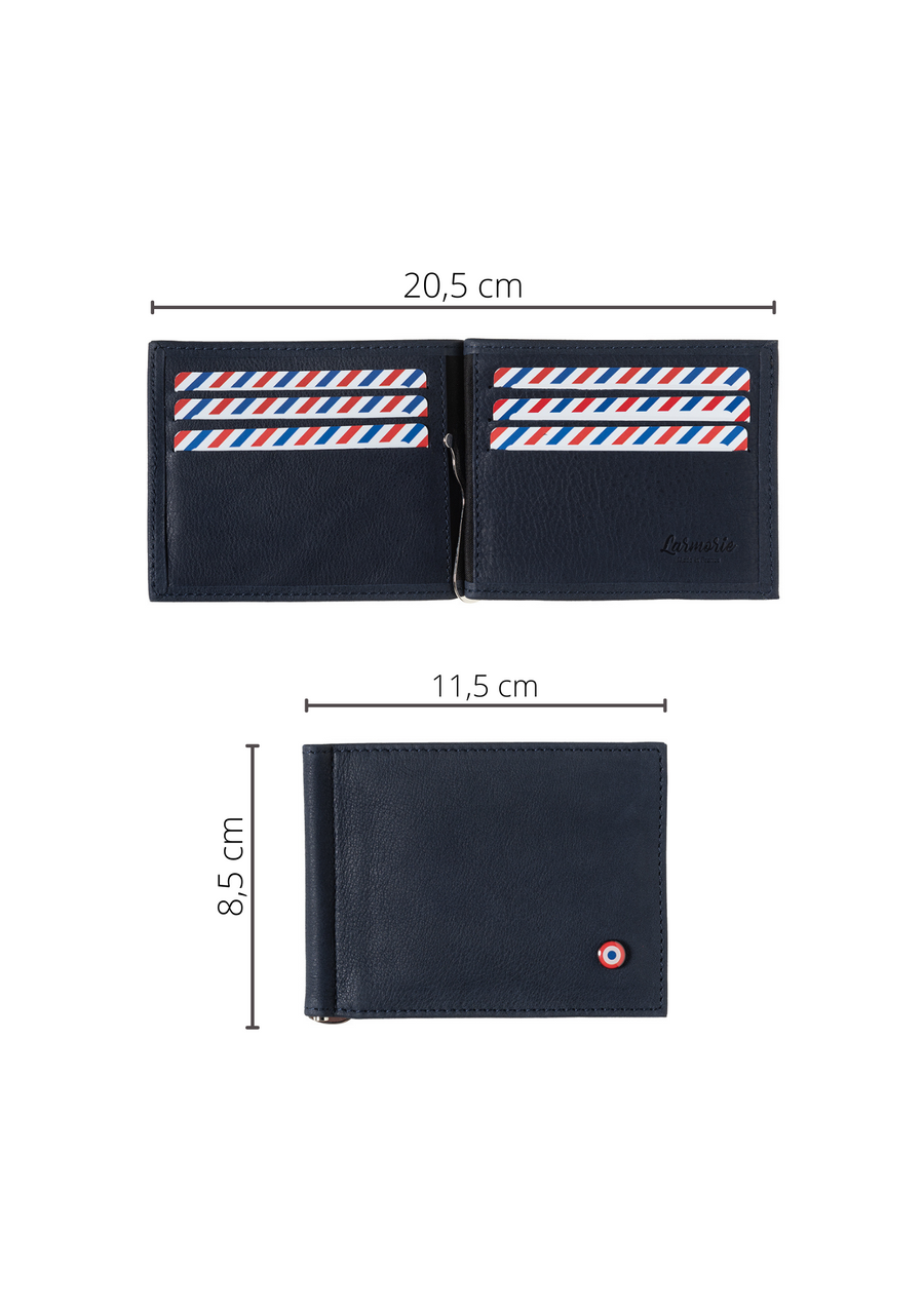 Hector Cuir Vintage Portefeuille Italien Pince à Billets Nuage gris