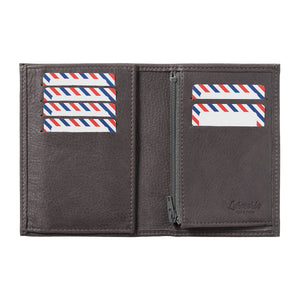 VICTOR Nubuck leather junior wallet Nuage Gray 