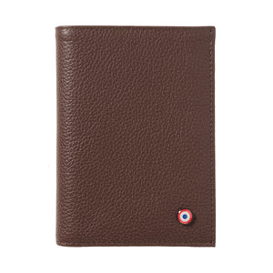 VICTOR Grained leather wallet Junior Terre Brunie