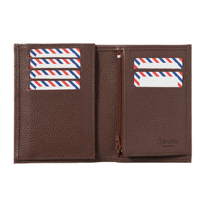 VICTOR Grained leather junior wallet Terre Brunie personalized