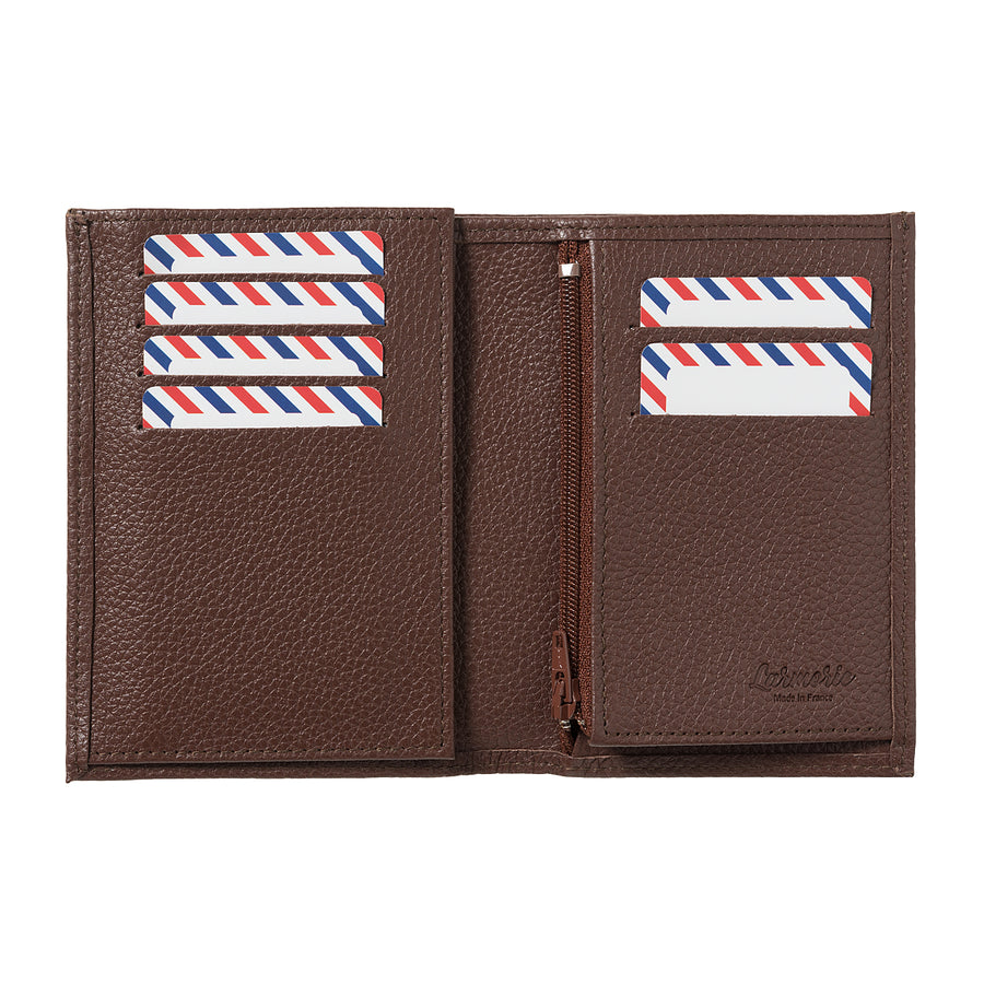 VICTOR Grained leather wallet Junior Terre Brunie