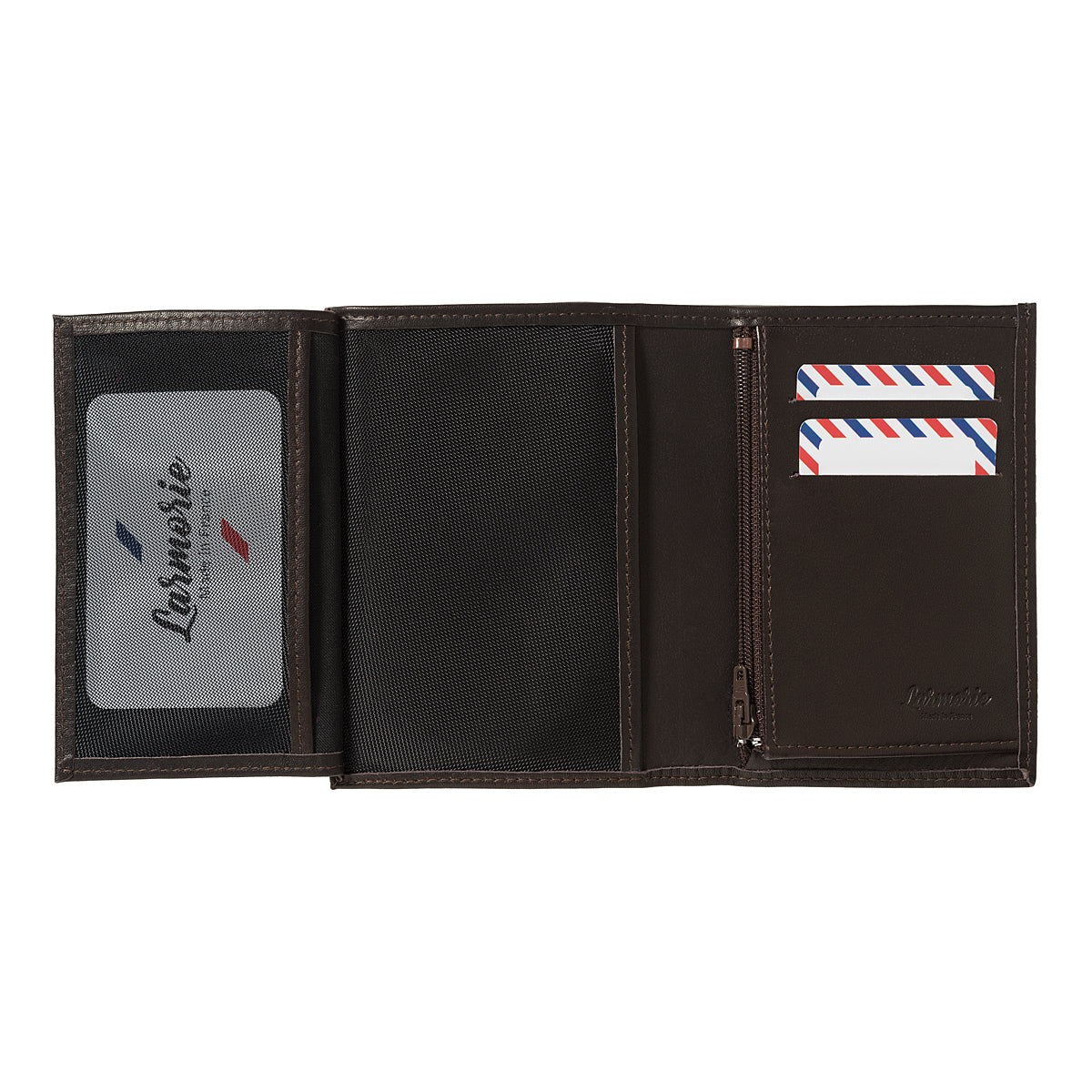 VICTOR Smooth leather junior wallet Terre Brunie personalized