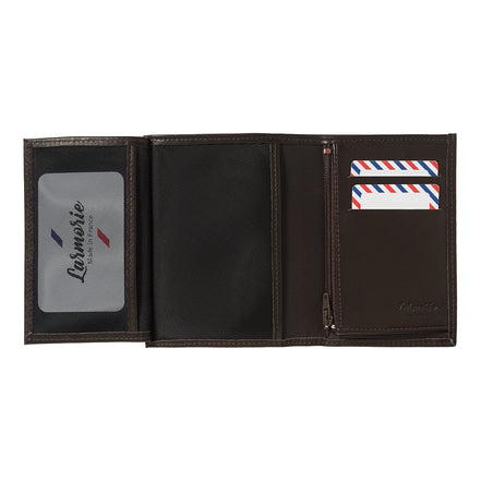 VICTOR Smooth leather junior wallet Terre Brunie personalized