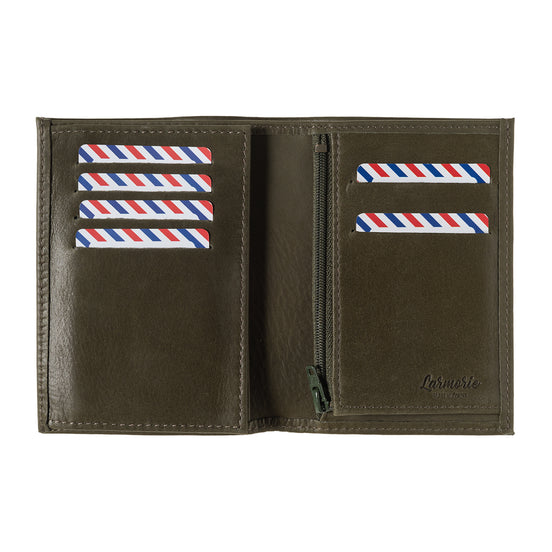 VICTOR Leather vintage wallet Junior Wood Green 