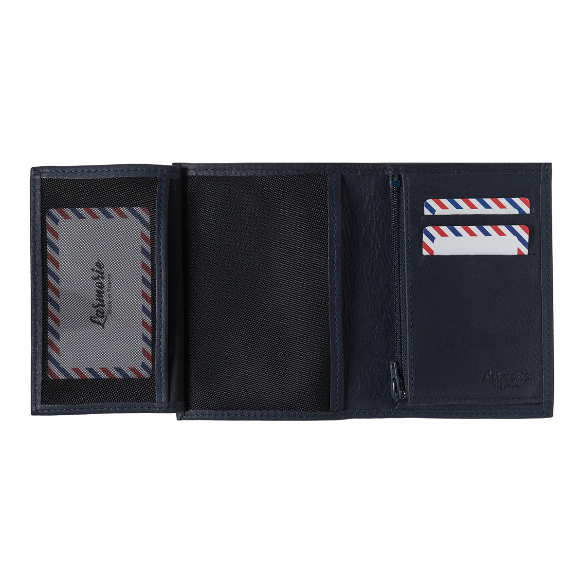 VICTOR Nubuck leather junior wallet Lune Bleue personalized