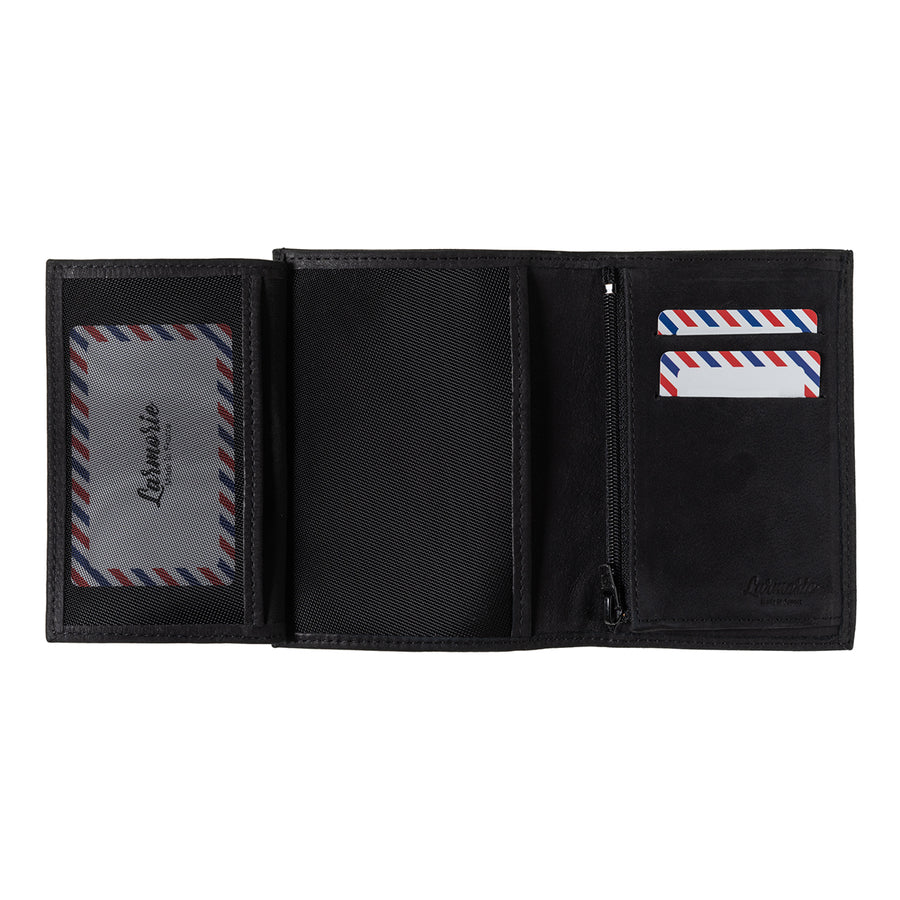 VICTOR Nubuck leather junior wallet Black it's black