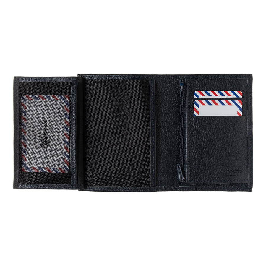 VICTOR Grained leather junior wallet Blue Moon