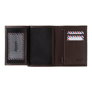 VICTOR Grained leather wallet Junior Terre Brunie