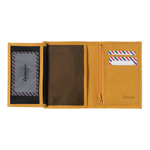 VICTOR Nubuck leather junior wallet Sun Yellow